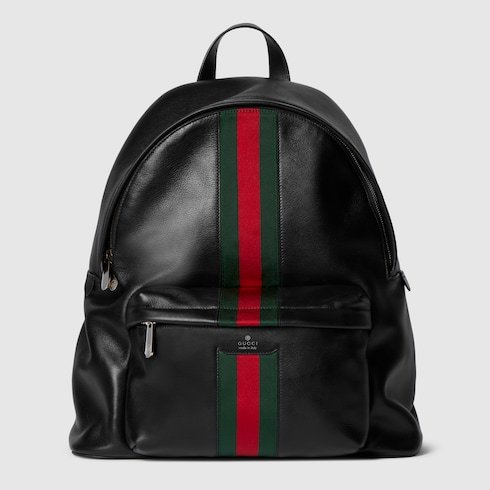 Gucci Web Stripe Leather Backpack