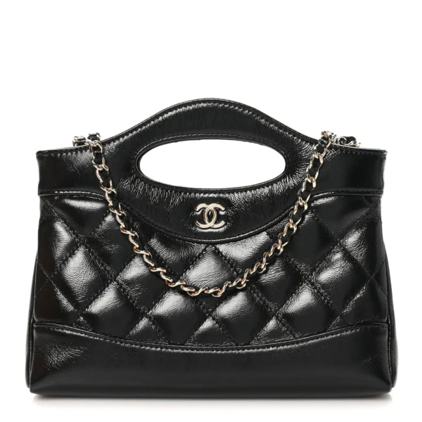 Chanel Shiny Crumpled Calfskin Quilted Nano 31 Black