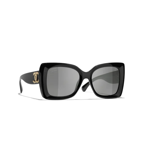 Chanel Square Black Acetate Sunglasses